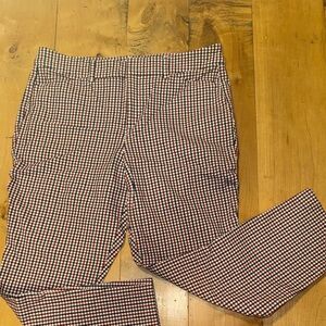 Old Navy Womens Red/White/Blue Checked Plaid High Rise Pixie Ankle Pants 12